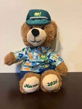 Masters Teal-Hat Brown Plush Bear in Patterned Polo